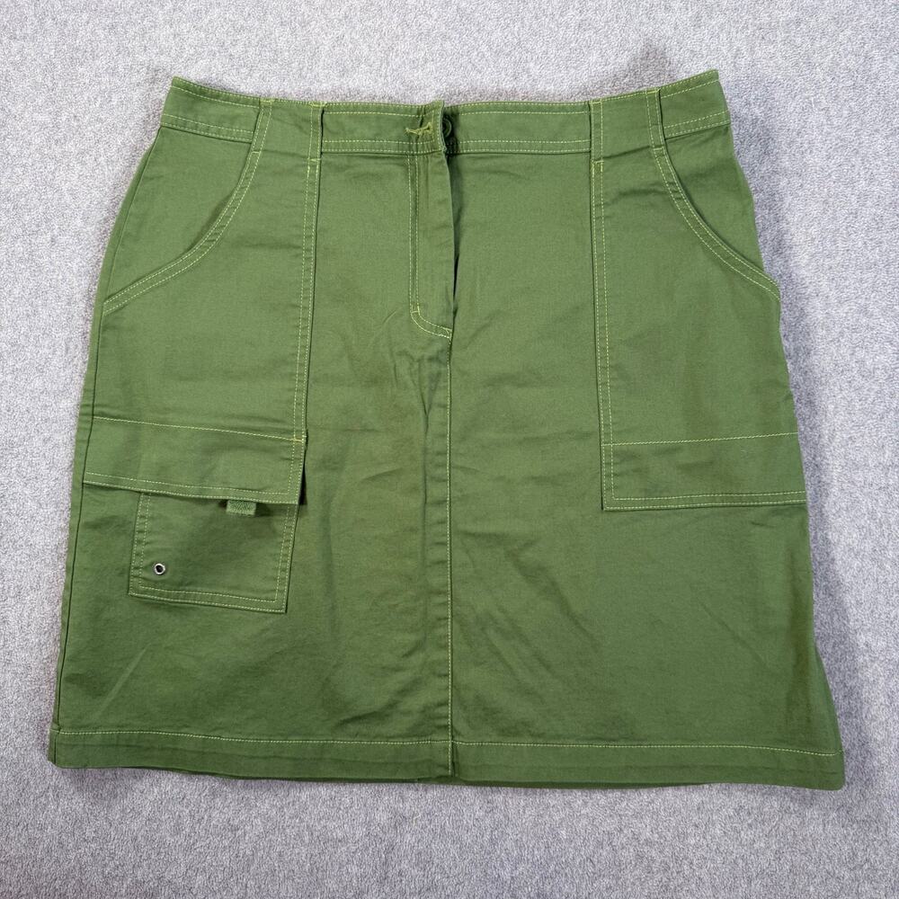 L.L. Bean Green Cargo Skirt Women's 14 Petite Pockets Summer Outdoors